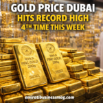 Gold bars and coins showing record high gold price Dubai in January 2026